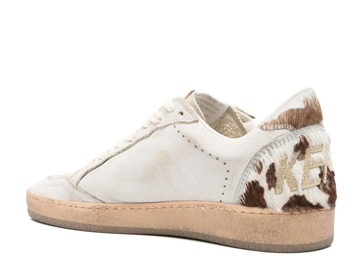 Davenzarry | Golden Goose Ball-Star Dirty White Leather Coffee Suede Star Animal Heel Platform - Women's | View 3