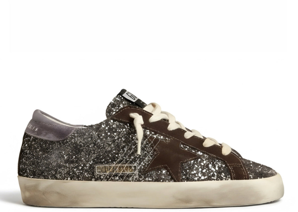 Davenzarry | Golden Goose Super-Star Brown Suede Glitter - Women's | View 1