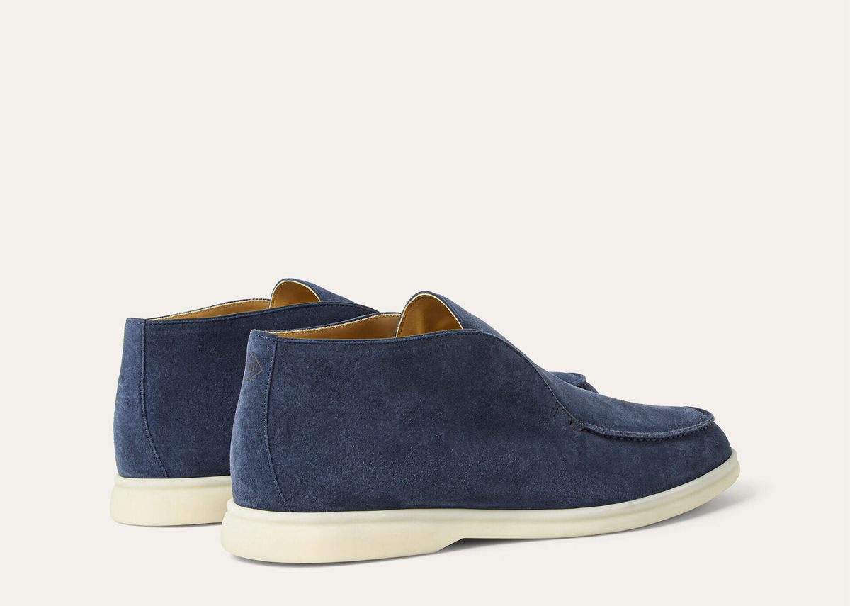 Davenzarry | Loro Piana Open Walk Ankle Boot Suede Dark Deep Sea | View 3