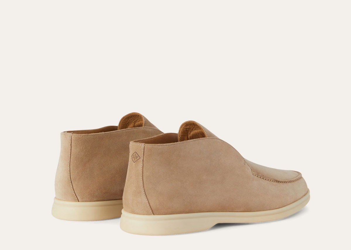 Davenzarry | Loro Piana Open Walk Ankle Boot Suede Sandstone | View 3