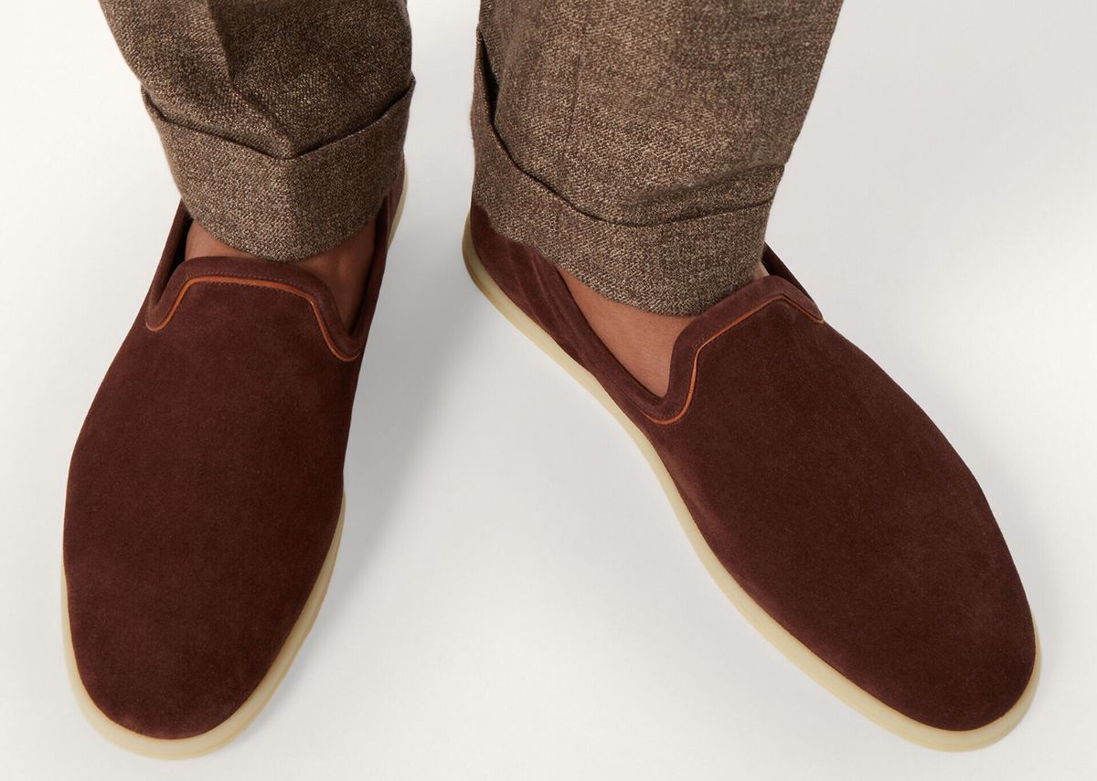Davenzarry | Loro Piana Venice Walk Loafer Suede Deep Mogano | View 5