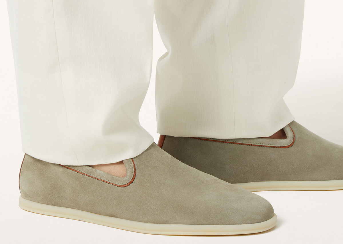 Davenzarry | Loro Piana Venice Walk Loafer Suede Wild Desert Sage | View 5