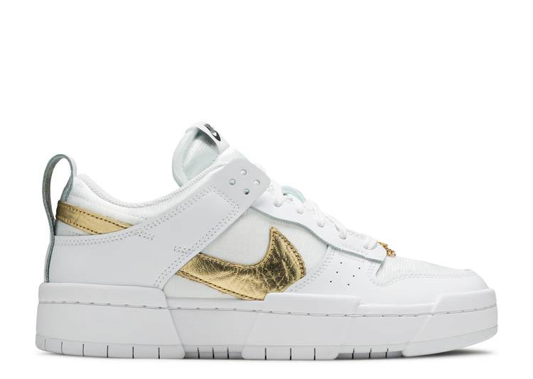 Davenzarry | Women's Dunk Low Disrupt 'White Metallic Gold' | View 1