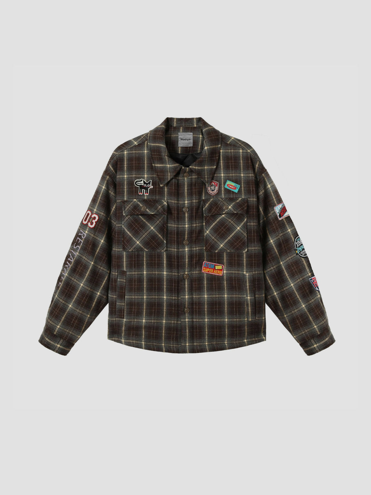 Fushya "back to city" Patch Plaid Long Sleeve Shirt