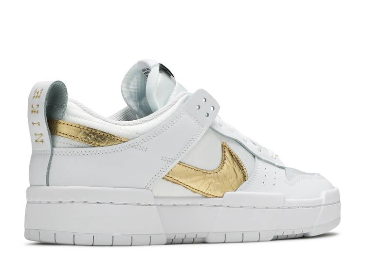 Davenzarry | Women's Dunk Low Disrupt 'White Metallic Gold' | View 3