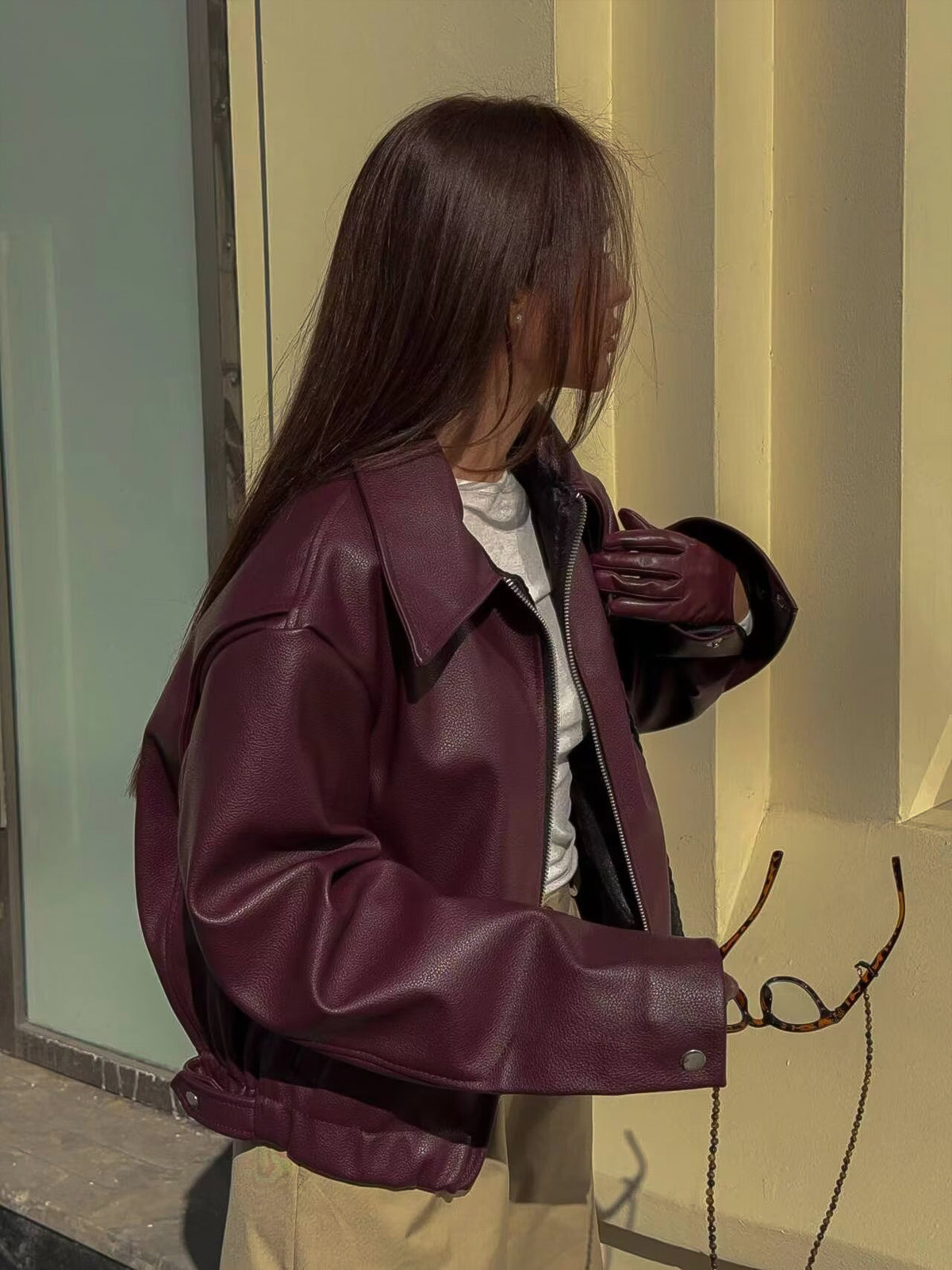Fushya "80s" Cherry Lady Vintage Leather Jacket