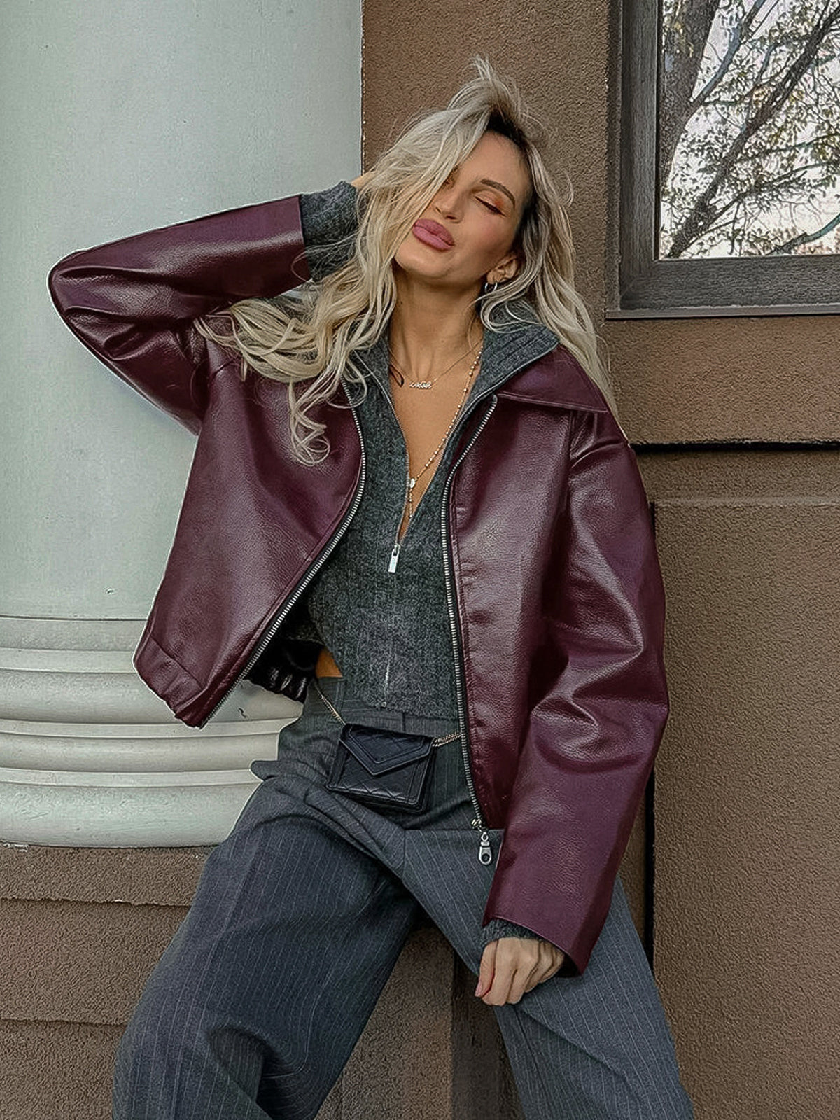 Fushya "80s" Cherry Lady Vintage Leather Jacket