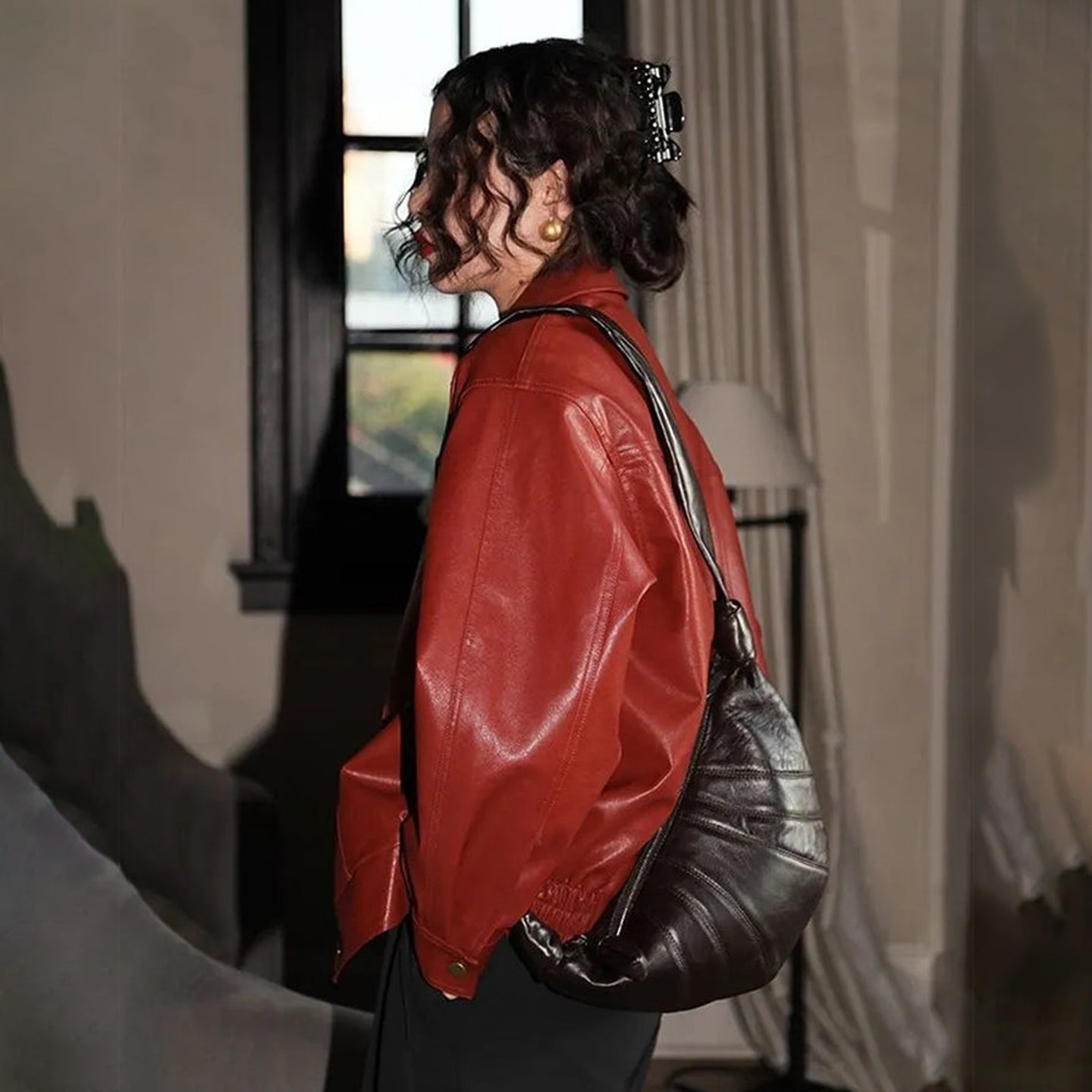 Fushya "80s tape" Red Vintage Leather Jacket