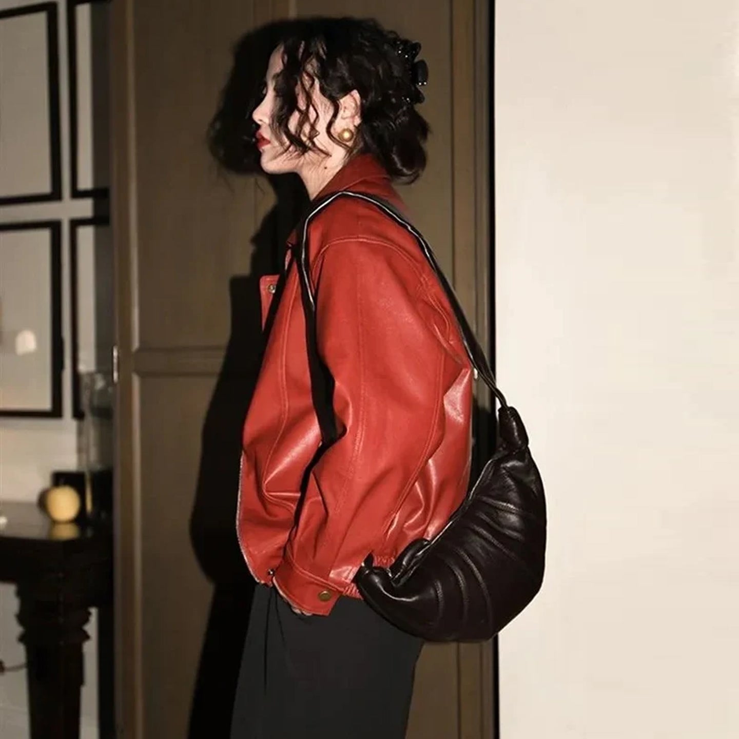 Fushya "80s tape" Red Vintage Leather Jacket