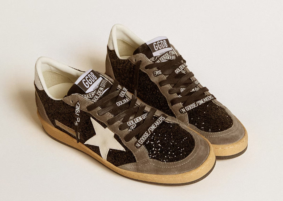 Davenzarry | Golden Goose Ball-Star Black Glitter Gray White - Women's | View 2