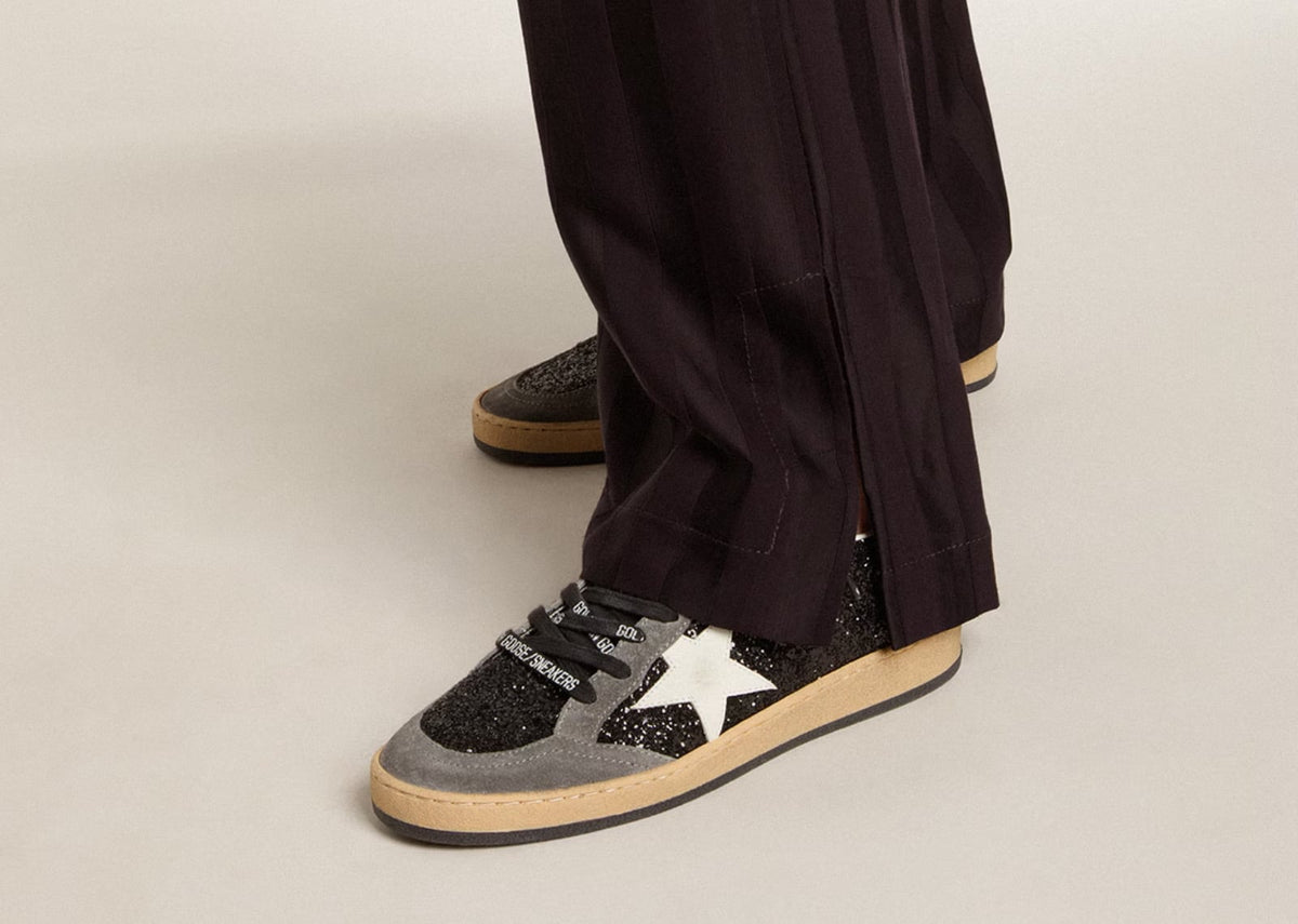 Davenzarry | Golden Goose Ball-Star Black Glitter Gray White - Women's | View 3