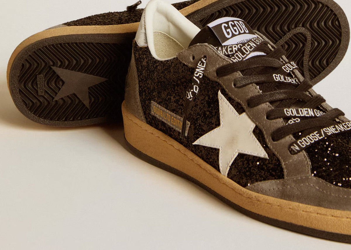 Davenzarry | Golden Goose Ball-Star Black Glitter Gray White - Women's | View 5