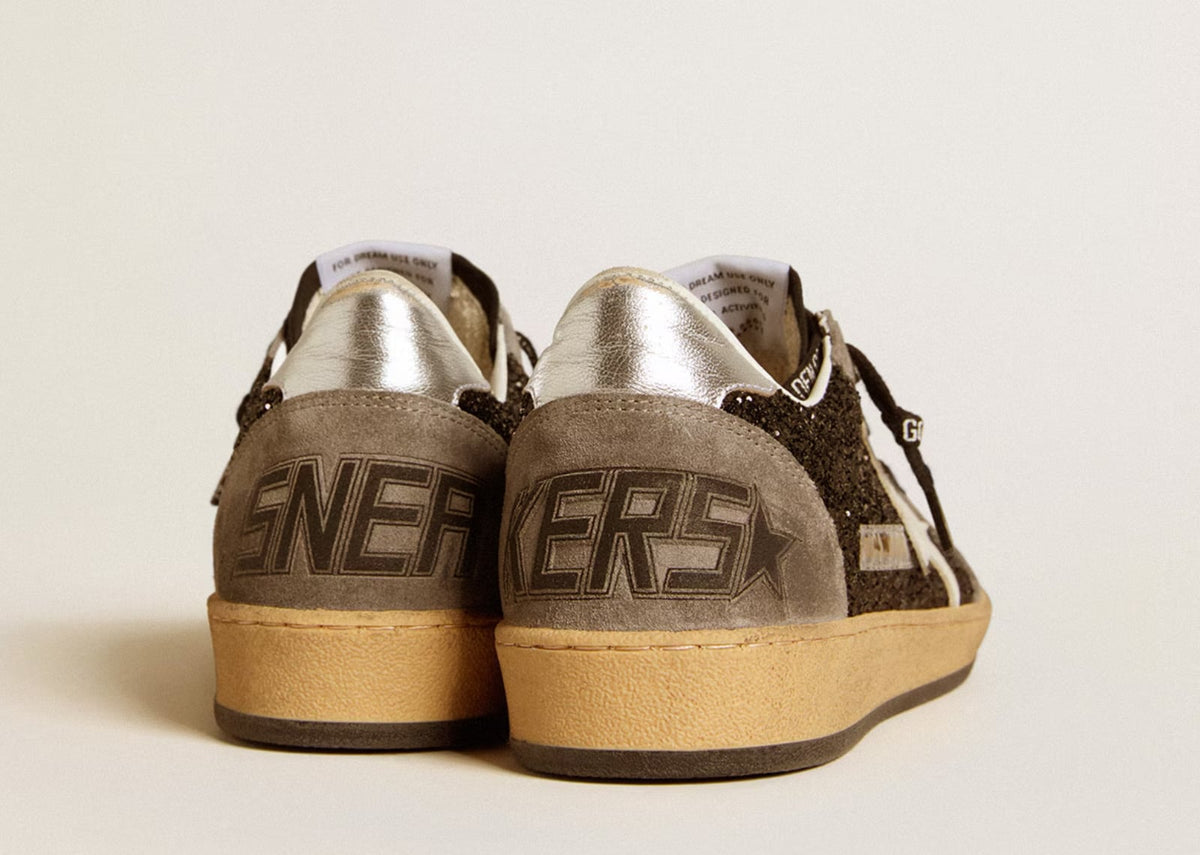 Davenzarry | Golden Goose Ball-Star Black Glitter Gray White - Women's | View 4
