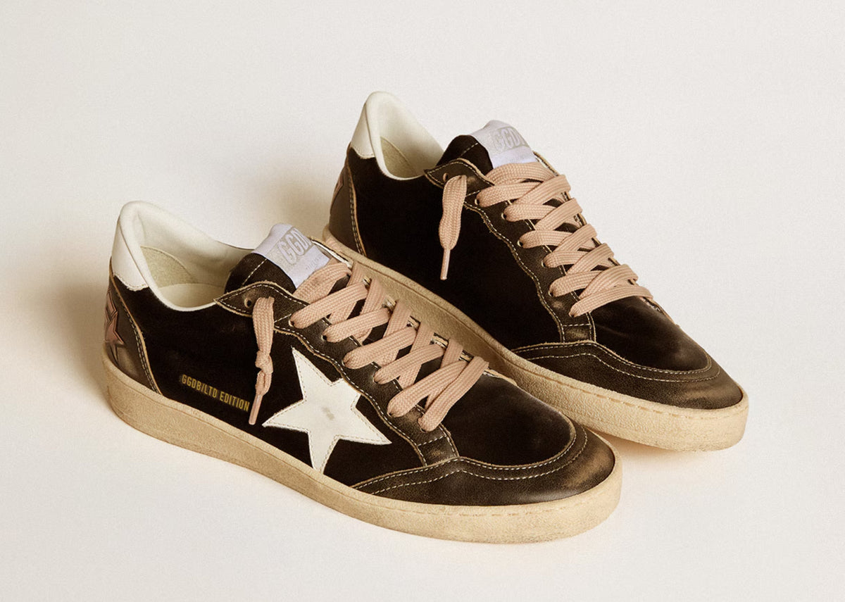 Davenzarry | Golden Goose Ball-Star Black Velvet Black White Leather - Women's | View 2