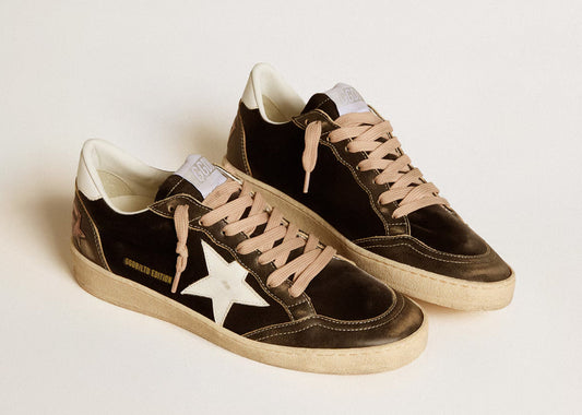 Davenzarry | Golden Goose Ball-Star Black Velvet Black White Leather - Women's | View 2