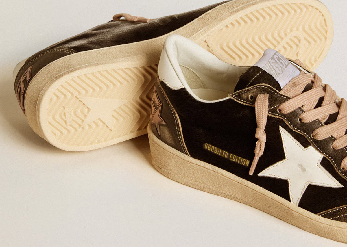 Davenzarry | Golden Goose Ball-Star Black Velvet Black White Leather - Women's | View 3