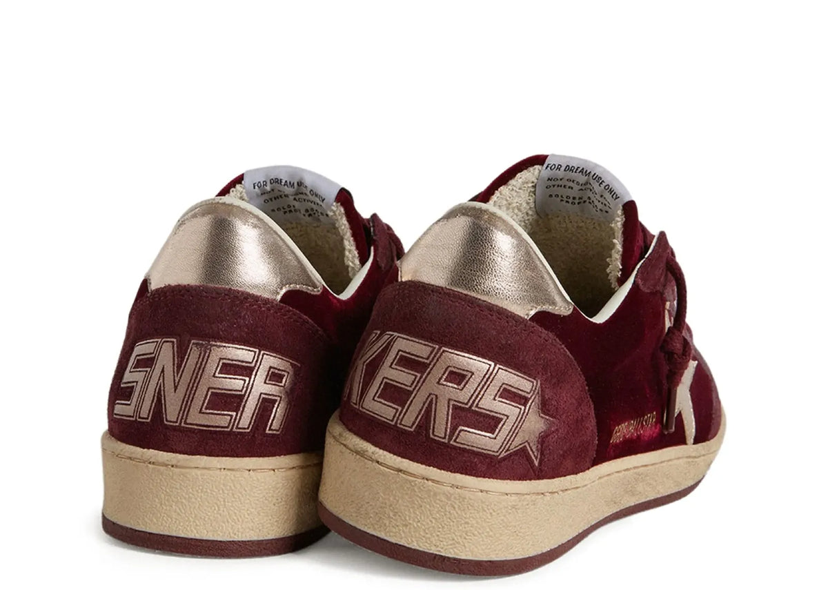 Davenzarry | Golden Goose Ball-Star Burgundy Velvet Gold Star Gold Heel - Women's | View 2