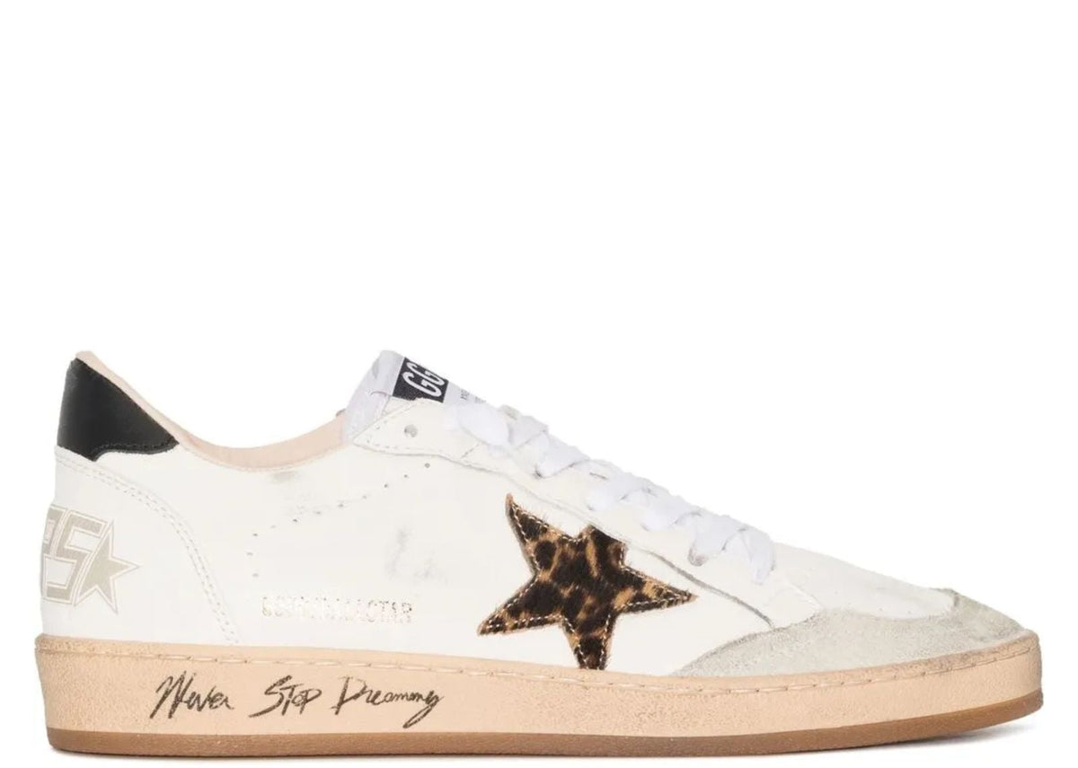 Davenzarry | Golden Goose Ball-Star Leopard Print Pony Skin Star Black Heel - Women's | View 1