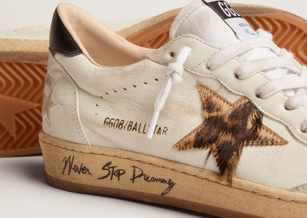 Davenzarry | Golden Goose Ball-Star Leopard Print Pony Skin Star Black Heel - Women's | View 4