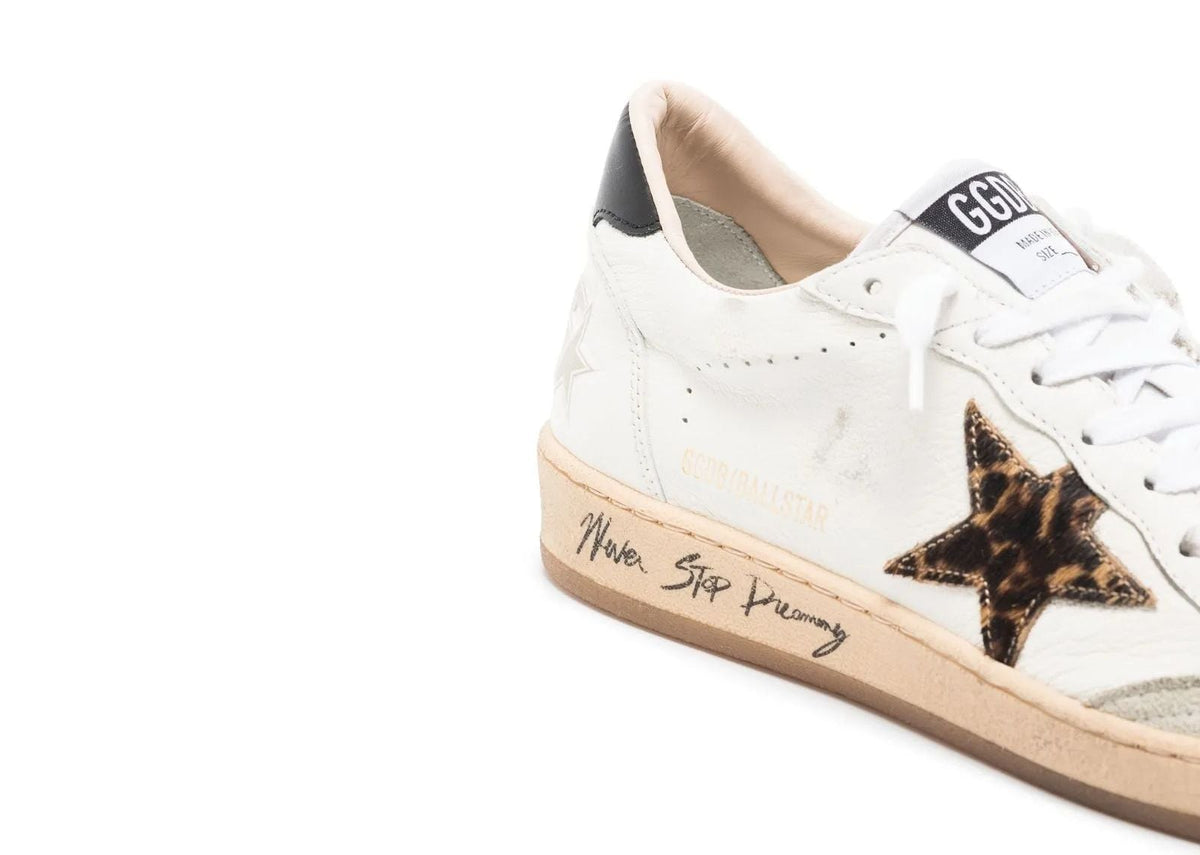 Davenzarry | Golden Goose Ball-Star Leopard Print Pony Skin Star Black Heel - Women's | View 2