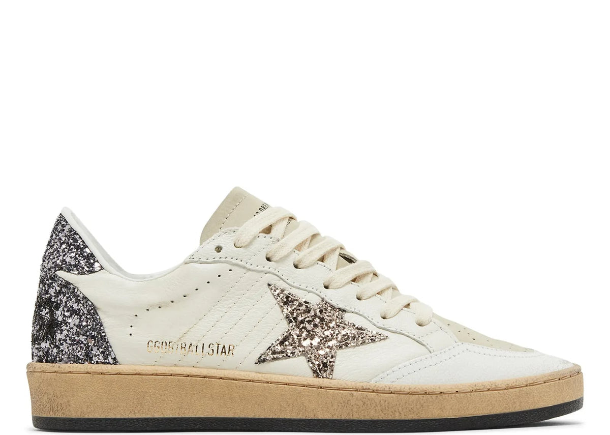 Davenzarry | Golden Goose Ball-Star White Beige Silver Glitter - Women's | View 1