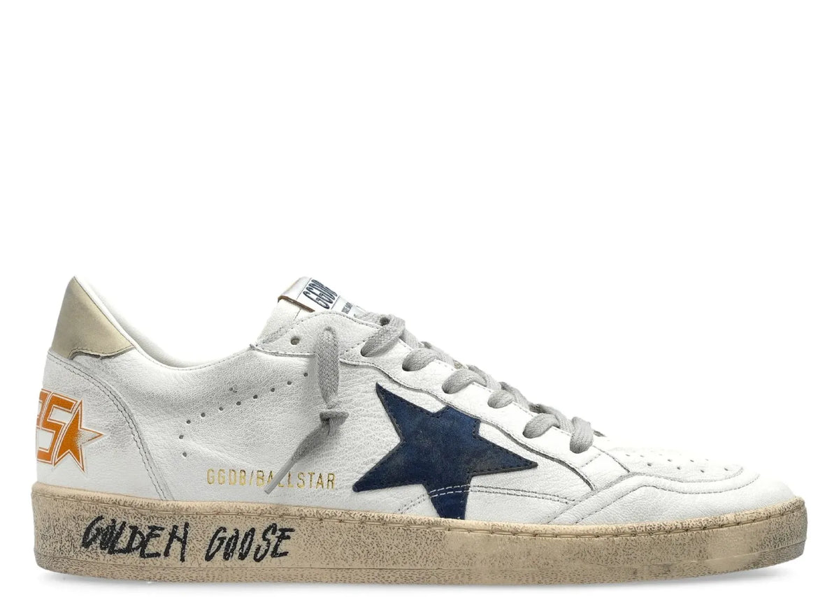 Davenzarry | Golden Goose Ball-Star White Leather Black Heel | View 1