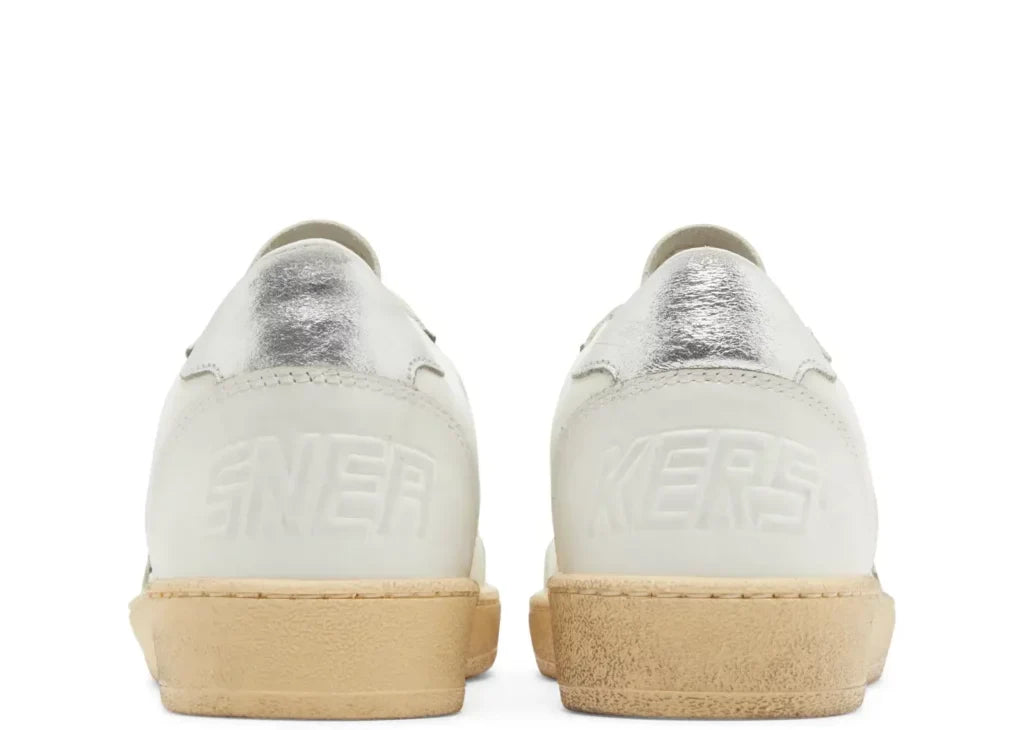 Davenzarry | Golden Goose Ball-Star White Leather Gray Suede Star Silver Heel - Women's | View 8