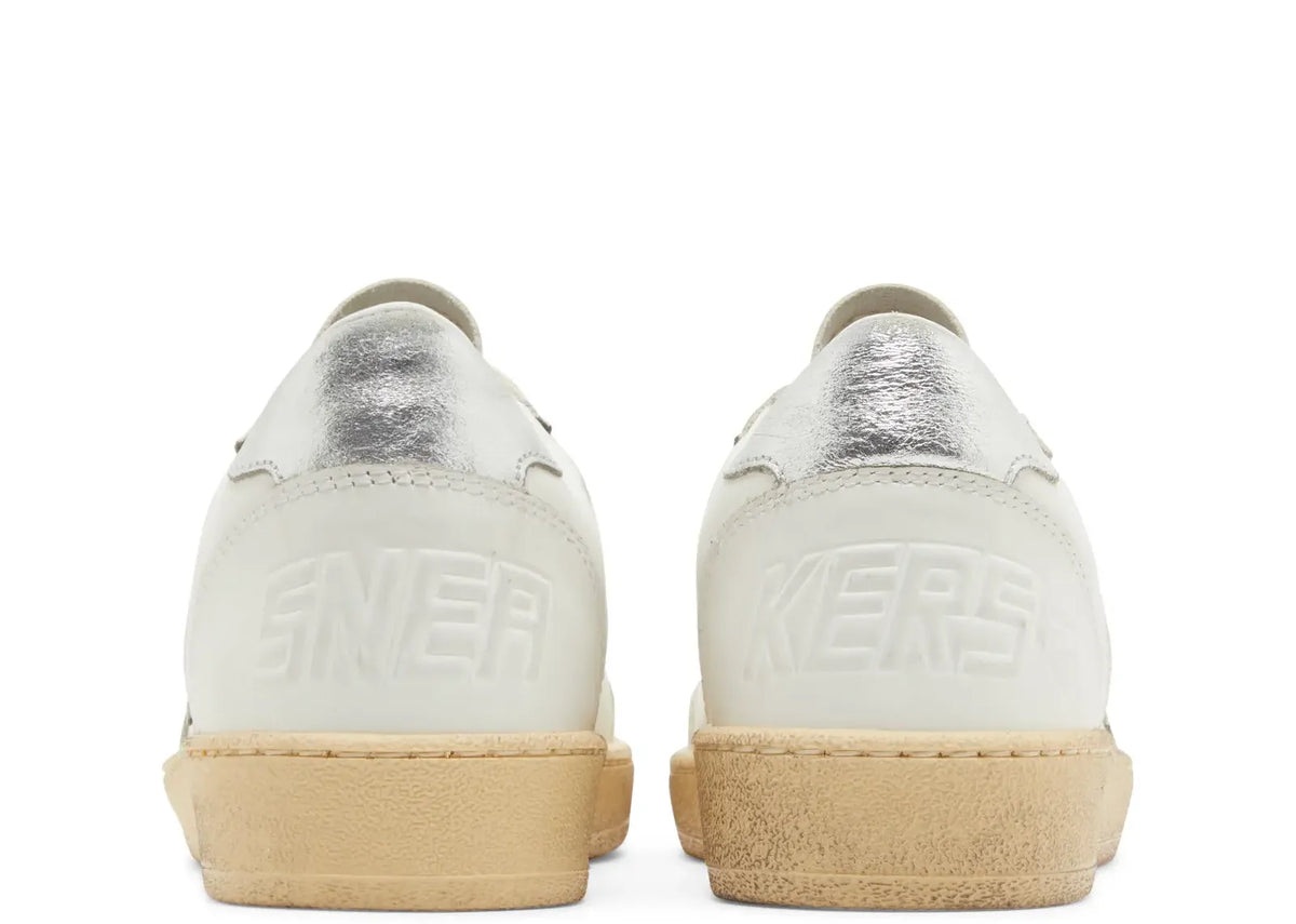 Davenzarry | Golden Goose Ball-Star White Leather Gray Suede Star Silver Heel - Women's | View 3