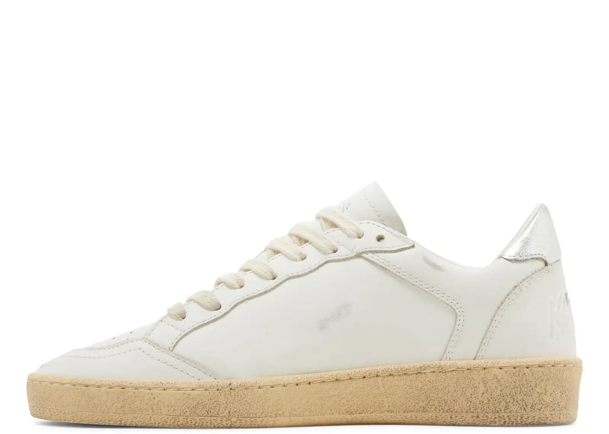 Davenzarry | Golden Goose Ball-Star White Leather Gray Suede Star Silver Heel - Women's | View 2