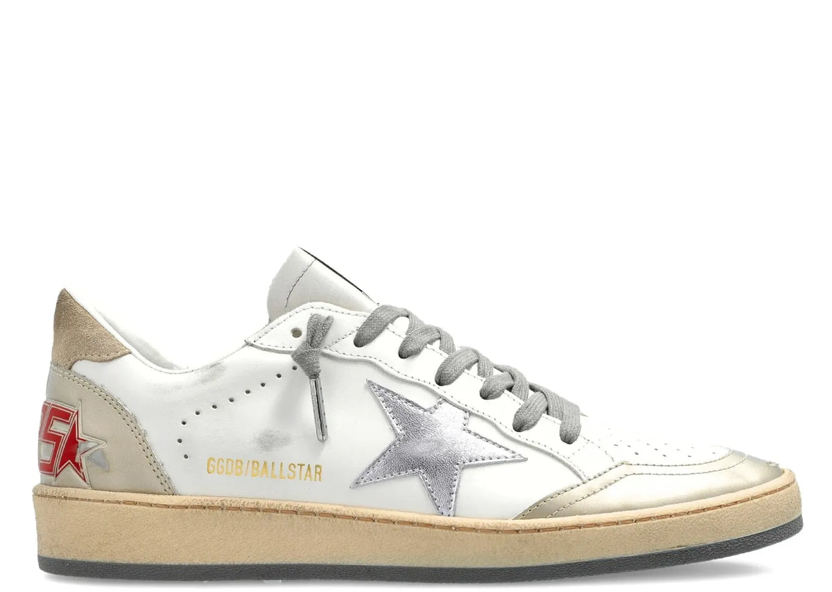 Davenzarry | Golden Goose Ball-Star White Leather Silver Star - Women's | View 1