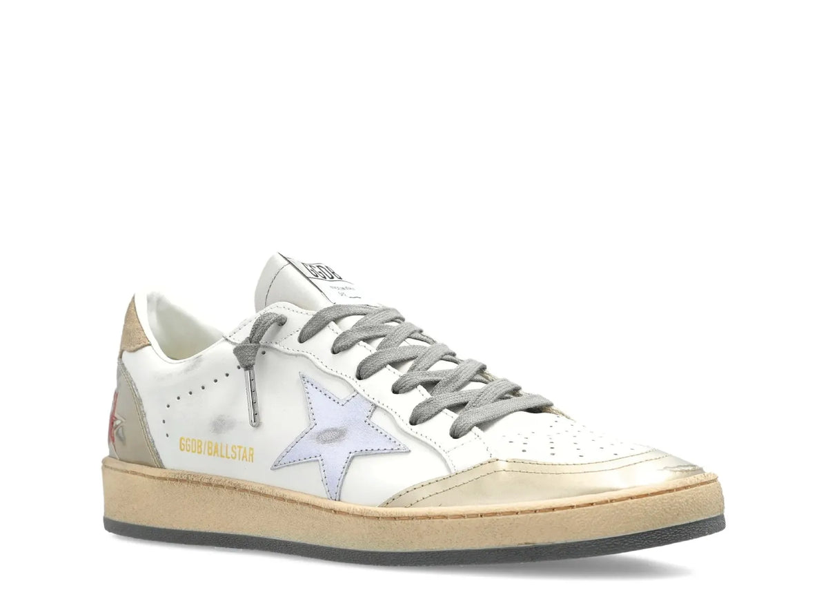 Davenzarry | Golden Goose Ball-Star White Leather Silver Star - Women's | View 2