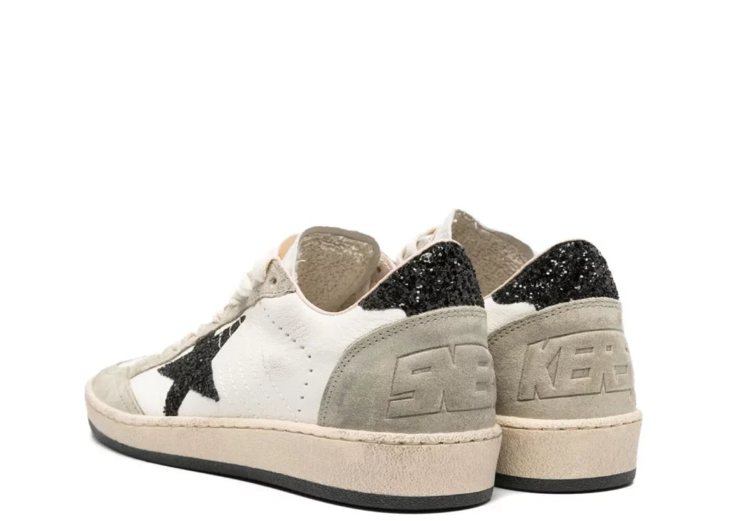 Davenzarry | Golden Goose Ball-Star White Nappa Black Glitter Star Heel - Women's | View 6