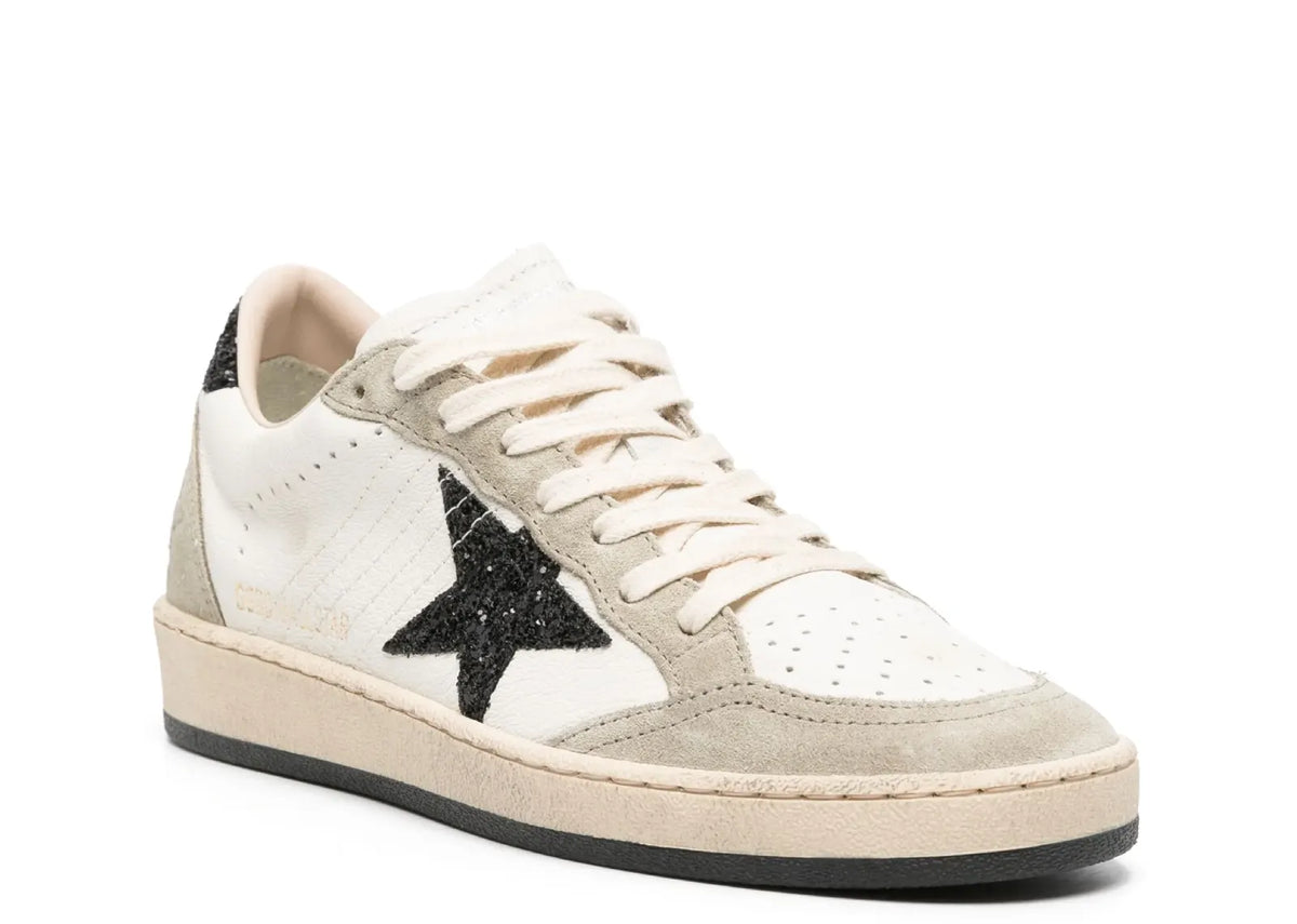 Davenzarry | Golden Goose Ball-Star White Nappa Black Glitter Star Heel - Women's | View 2