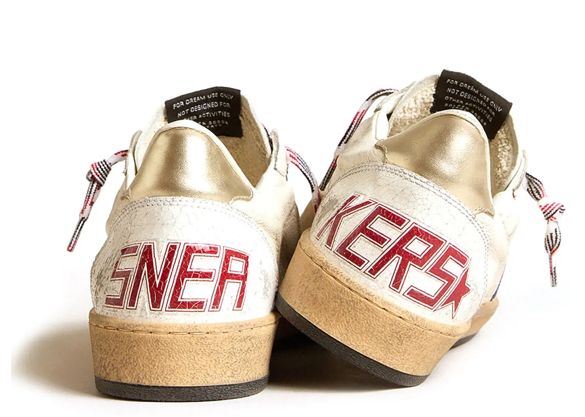 Davenzarry | Golden Goose Ball-Star White Nappa Blue Star Platinum Heel | View 3