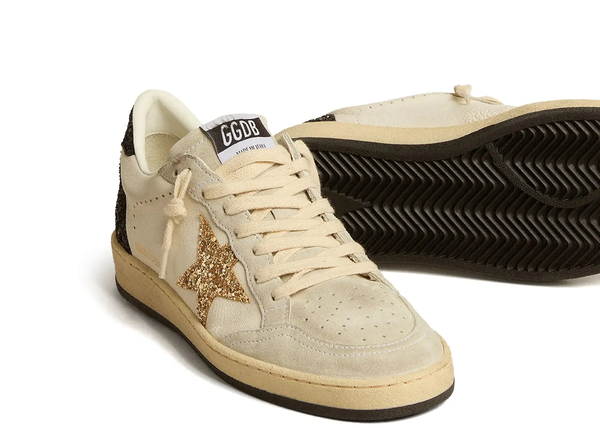 Davenzarry | Golden Goose Ball-Star White Nappa Gold Glitter Star Black Glitter Heel - Women's | View 2