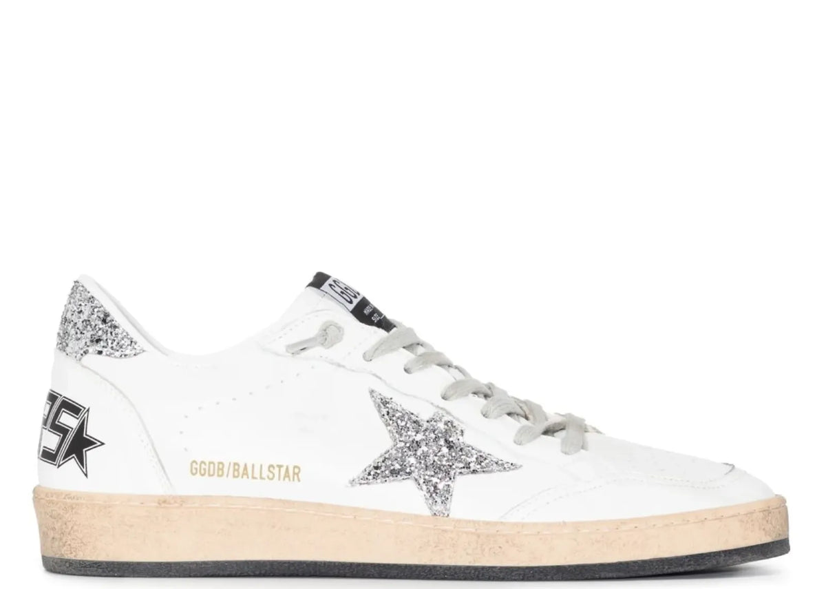 Davenzarry | Golden Goose Ball-Star White Nappa Silver Glitter Star Heel - Women's | View 1