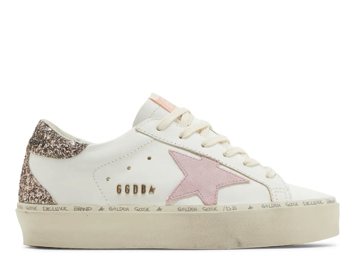 Davenzarry | Golden Goose Hi-Star White Leather Pink Suede Star Glitter Heel - Women's | View 1