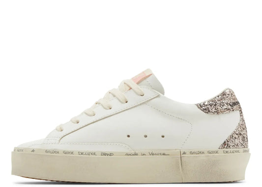 Davenzarry | Golden Goose Hi-Star White Leather Pink Suede Star Glitter Heel - Women's | View 2