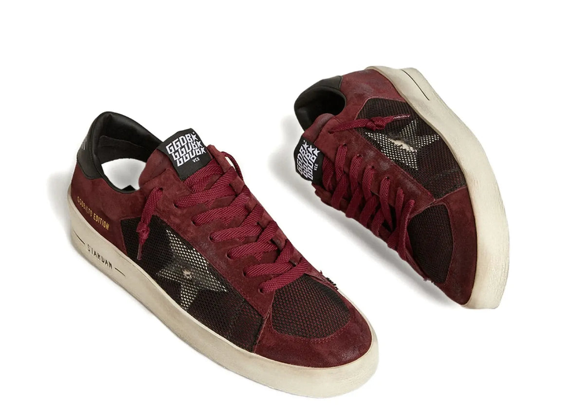Davenzarry | Golden Goose Stardan Bordeaux Black Suede Mesh | View 2