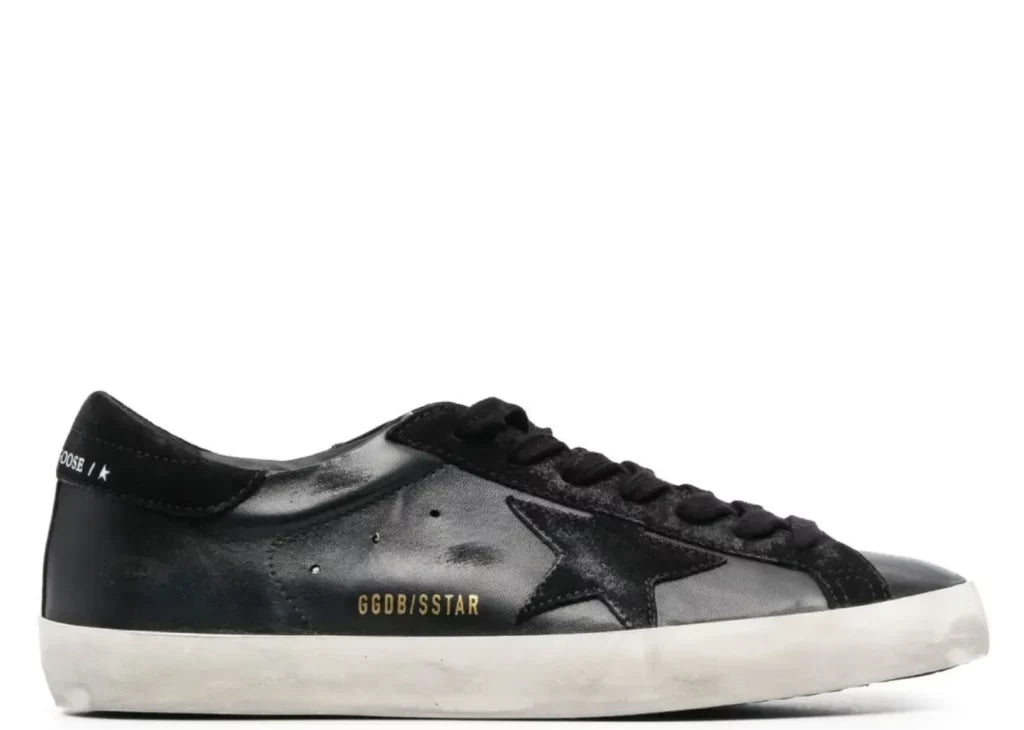 Davenzarry | Golden Goose Super-Star Black Nappa Black Suede Star Heel | View 4