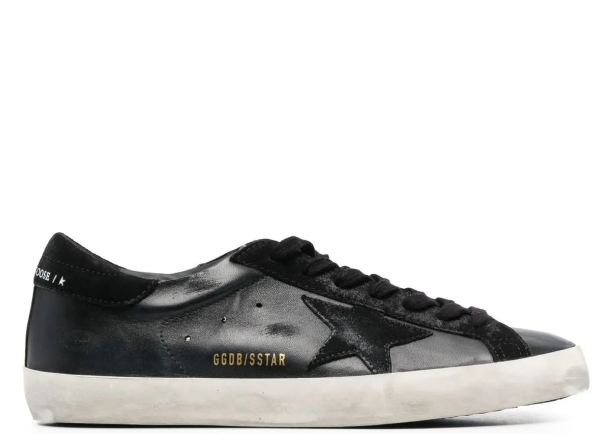 Davenzarry | Golden Goose Super-Star Black Nappa Black Suede Star Heel | View 1