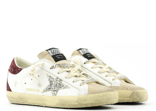 Davenzarry | Golden Goose Super-Star Bordeaux Silver Glitter - Women's | View 2