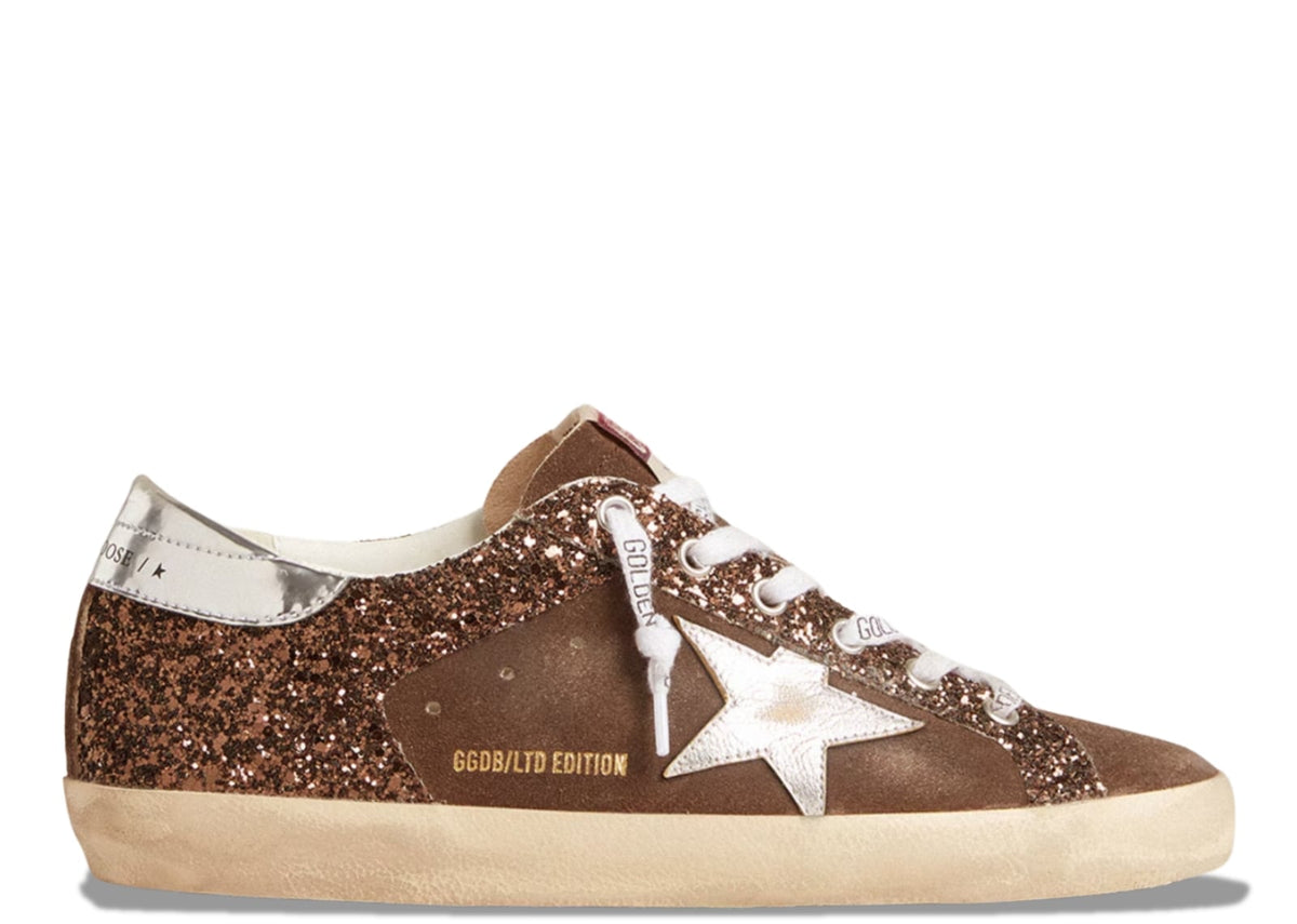 Davenzarry | Golden Goose Super-Star Brown Glitter Brown Suede - Women's | View 1