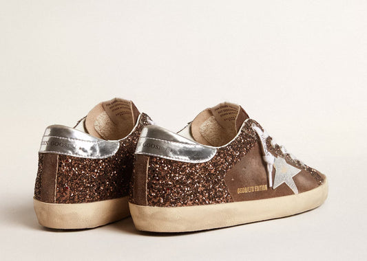 Davenzarry | Golden Goose Super-Star Brown Glitter Brown Suede - Women's | View 2