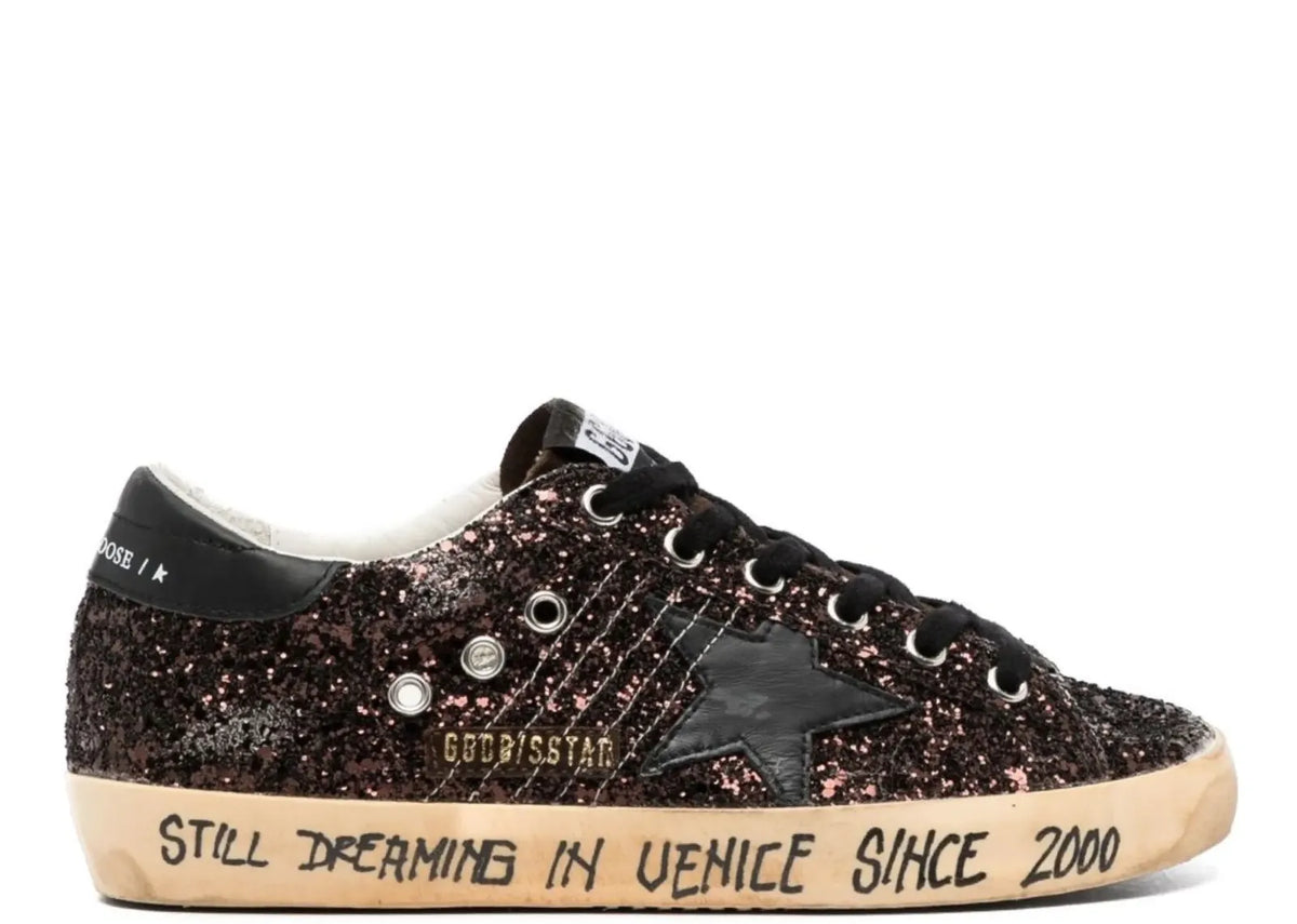 Davenzarry | Golden Goose Super-Star Dark Brown Glitter - Women's | View 1