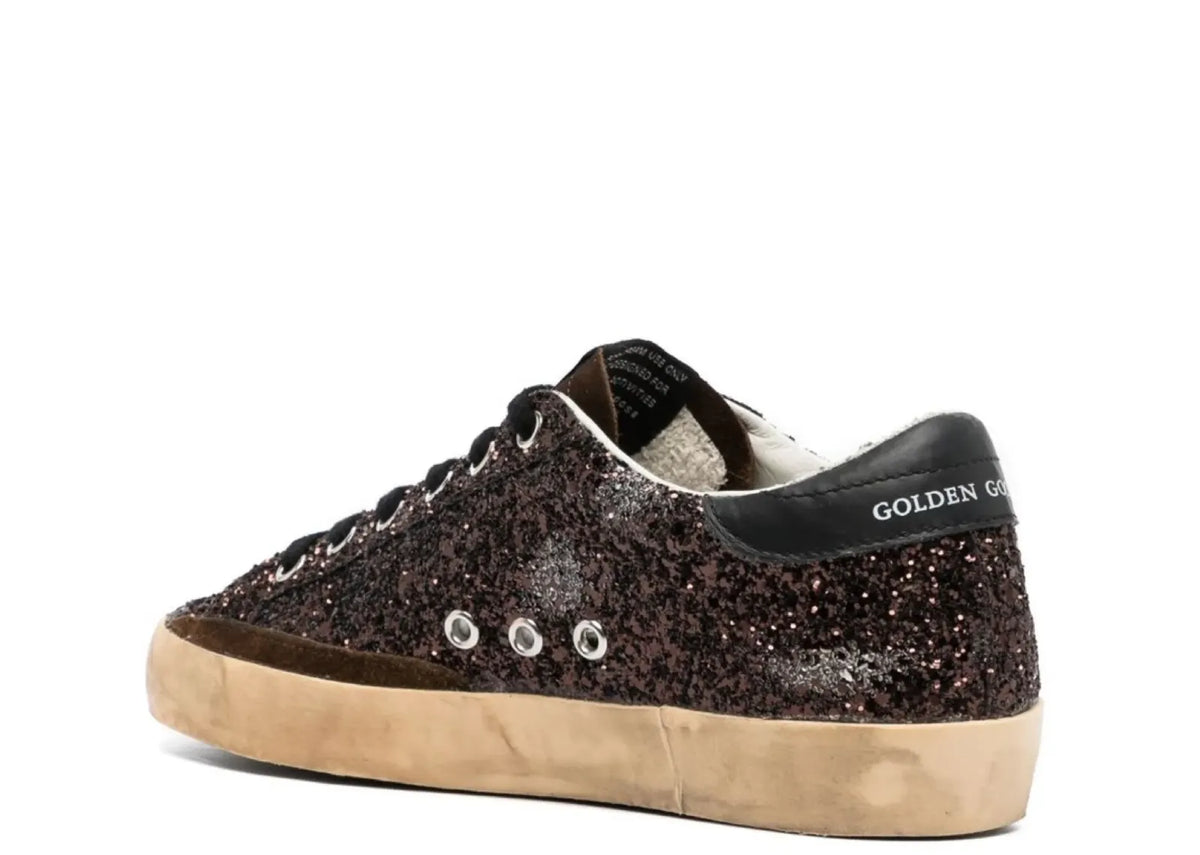 Davenzarry | Golden Goose Super-Star Dark Brown Glitter - Women's | View 3