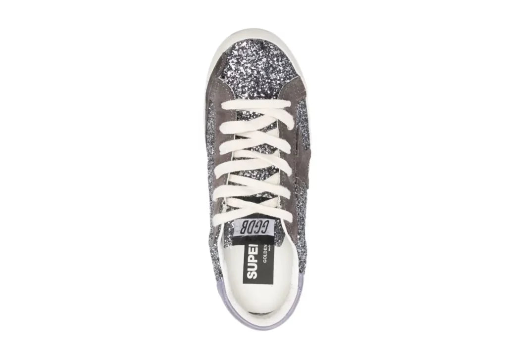 Davenzarry | Golden Goose Super-Star Glitter Brown Star Lilac Heel Tab - Women's | View 8
