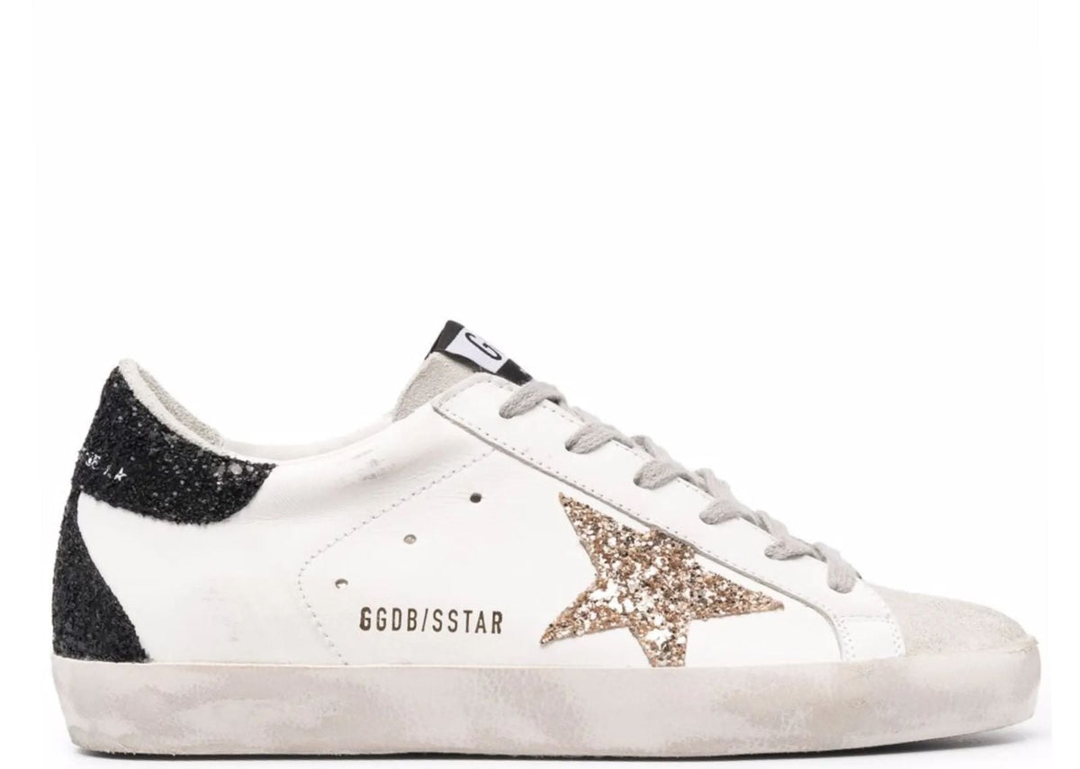 Davenzarry - Women's Golden Goose Super-Star Gold Glitter Star Black Glitter Heel - Image 1