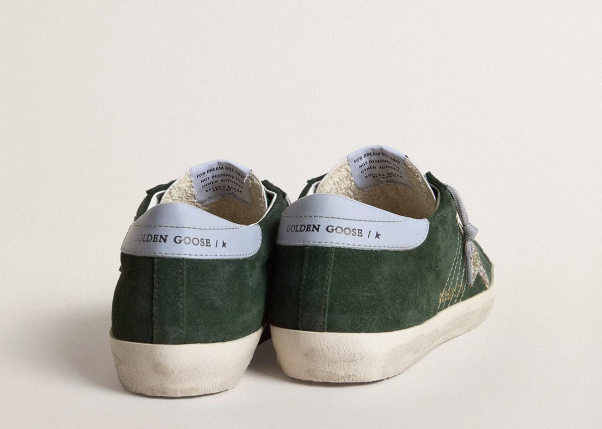 Davenzarry | Golden Goose Super Star Green Suede Silver Glitter - Women's | View 4