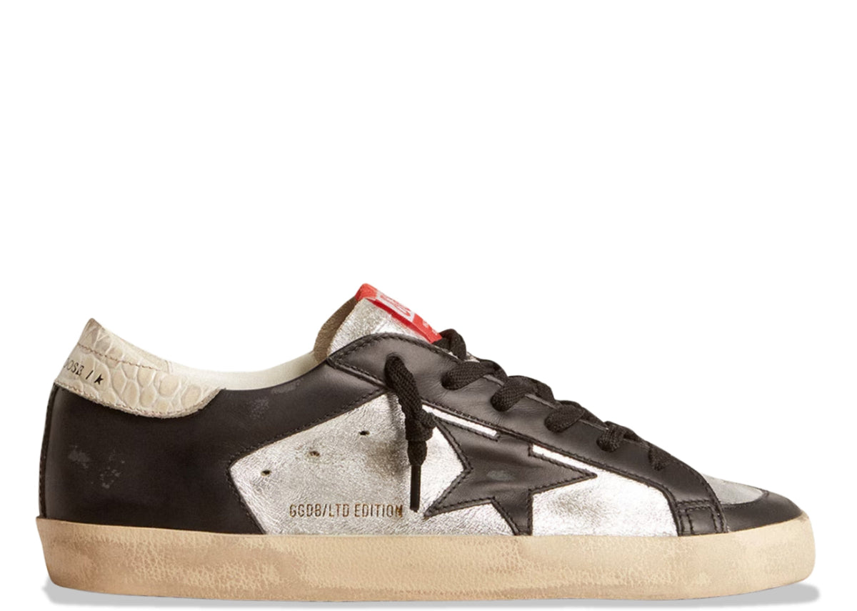 Davenzarry | Golden Goose Super-Star Leather Metallic Silver Black - Women's | View 1